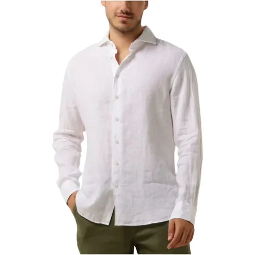 Weißes Leinenhemd X-cutaway Stil,Herren Leinen X-Cutaway Hemd,Mint Leinen X-Cutaway Hemd,Leinen X-Cutaway Hemd - Profuomo - Modalova