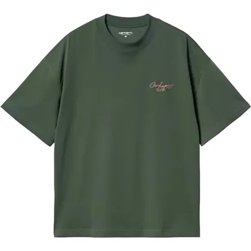 Signature Script T-Shirt Dusty Rose , Herren, Größe: L - Carhartt WIP - Modalova