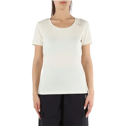 Stretch Baumwolle Logo Print T-shirt , Damen, Größe: XS - Emporio Armani EA7 - Modalova
