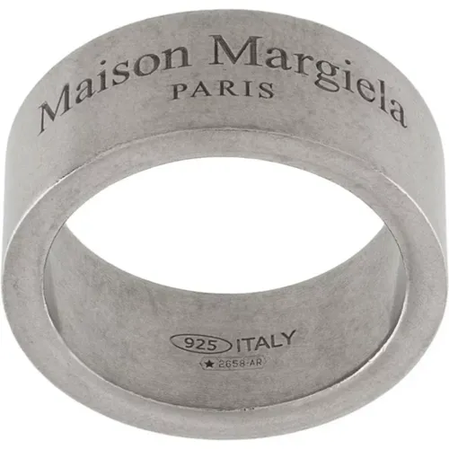 Sleek Silver Logo Ring , male, Sizes: XS - Maison Margiela - Modalova