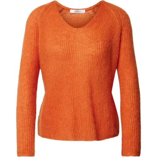 Weicher Mohair V-Ausschnitt Pullover , Damen, Größe: S - Max Mara - Modalova