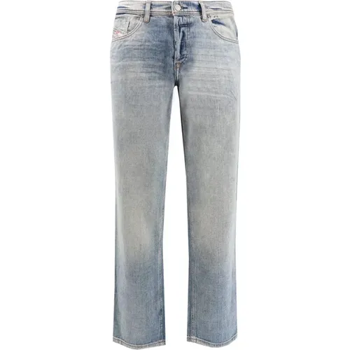 Washed-Out Cotton Jeans, Mid Waist, Regular Fit , male, Sizes: W32, W36, W34, W29, W30, W33, W31 - Diesel - Modalova