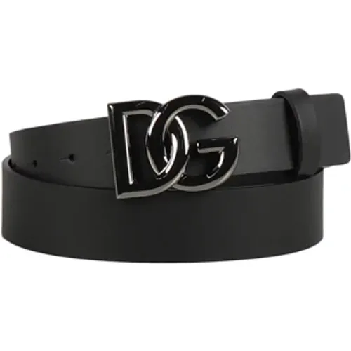 Schwarzer Logo-Gürtel , Herren, Größe: 100 CM - Dolce & Gabbana - Modalova
