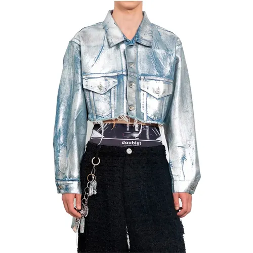 Foiled Denim Cut-Off Jacket , Herren, Größe: S - Doublet - Modalova