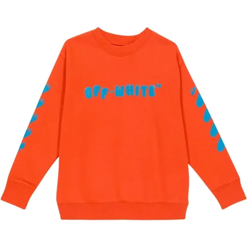 Oranger Pullover mit Maxi-Print - Off White - Modalova