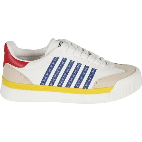 White Sneakers with Stripe Detailing , male, Sizes: 8 UK, 7 UK, 9 UK, 10 UK, 6 UK - Dsquared2 - Modalova