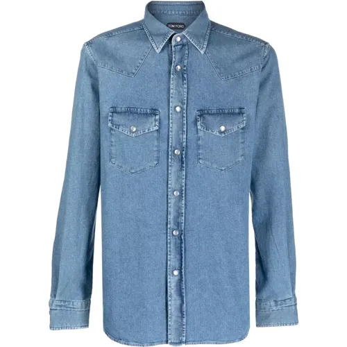 Denim Shirt in Cotton Twill , male, Sizes: 3XL - Tom Ford - Modalova