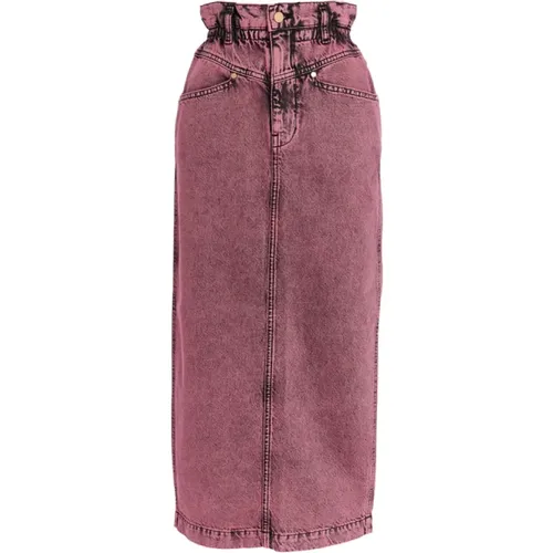 Mauve Denim Midi Rock mit Elastischem Bund , Damen, Größe: M - Essentiel Antwerp - Modalova