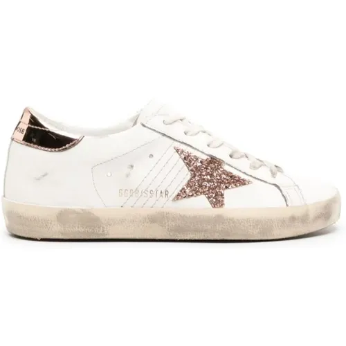 Distressed White Sneakers with Signature Star Patch , female, Sizes: 3 UK - Golden Goose - Modalova