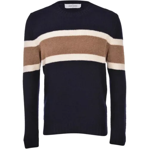 Merinowolle Color Block Pullover , Herren, Größe: 3XL - Gran Sasso - Modalova