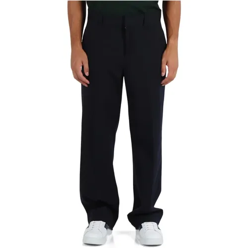 Logo Plaque Straight Pants Viscose Blend , Herren, Größe: M - Emporio Armani - Modalova