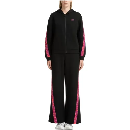 Plain Zip Tracksuit with Hood , female, Sizes: S - Emporio Armani EA7 - Modalova