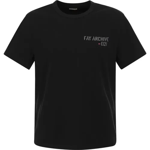 T-Shirt mit Logo-Print , Herren, Größe: XL - Fay - Modalova