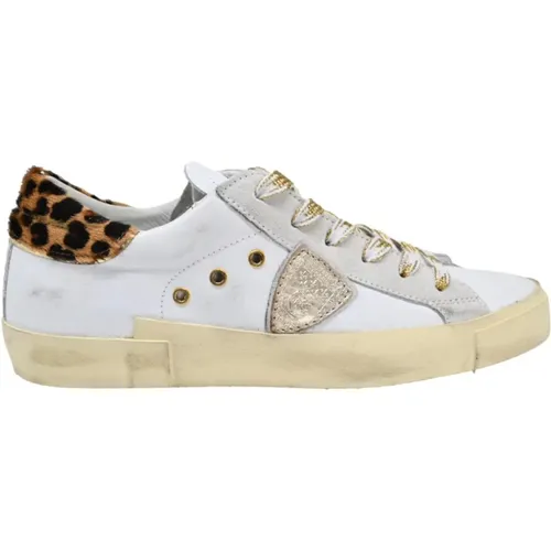 Leopardenmuster Low Top Sneakers , Damen, Größe: 41 EU - Philippe Model - Modalova