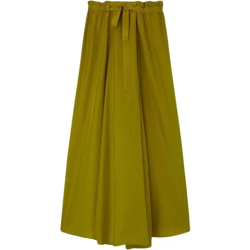 Silk drawstring skirt with gathered waist , female, Sizes: S - Pomandère - Modalova