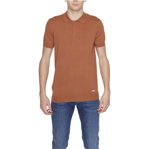 Braunes Polo Shirt Knopfverschluss Herren , Herren, Größe: S - Gianni Lupo - Modalova