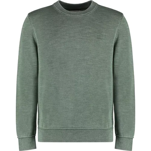 Gerippter Baumwoll-Crew-Neck-Pullover , Herren, Größe: L - Gant - Modalova