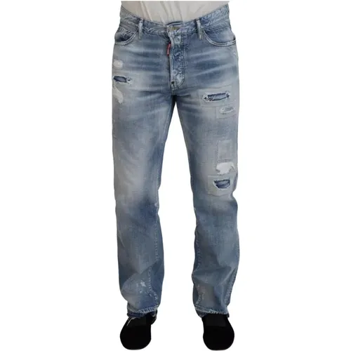 Blaue Straight Fit Denim Jeans - Dsquared2 - Modalova