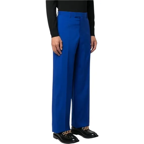 Silk Blend Wool Trousers , male, Sizes: M, L - Versace - Modalova