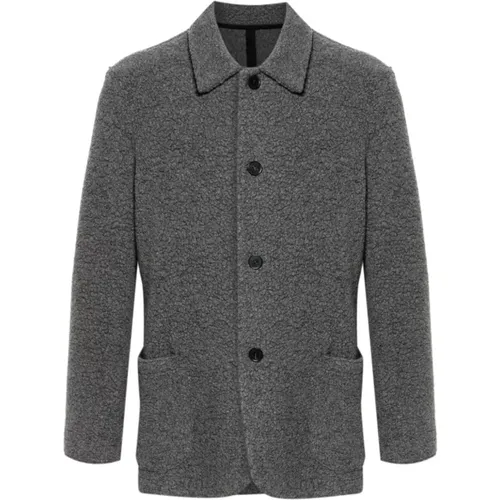 Grey Wool Blend Bouclé Jacket , male, Sizes: L - Harris Wharf London - Modalova