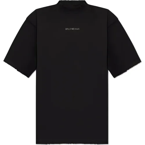 T-Shirt mit Logo , Damen, Größe: XS - Balenciaga - Modalova