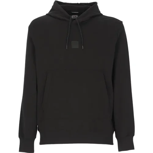 Schwarzer Baumwollhoodie mit Kordelzug und Kängurutasche , Herren, Größe: XL - C.P. Company - Modalova