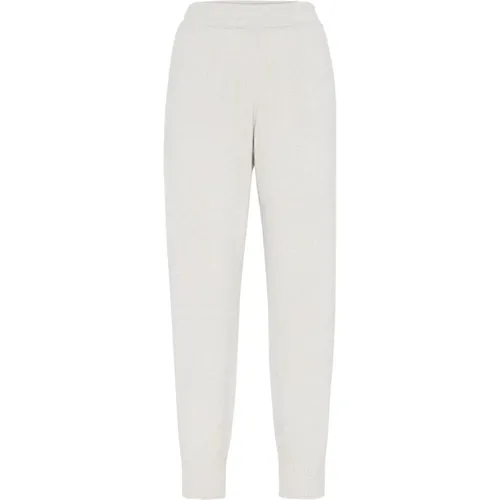 Elasticated Waistband Cream Trousers , female, Sizes: S - BRUNELLO CUCINELLI - Modalova