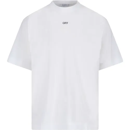 Off , Logo T-shirt Cotton Short Sleeve , male, Sizes: L, S - Off White - Modalova