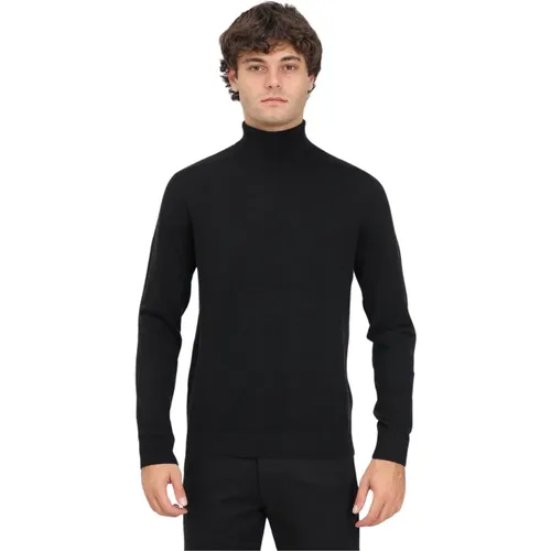 Schwarzer Pullover mit Rippbündchen , Herren, Größe: S - Selected Homme - Modalova