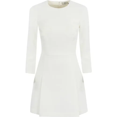 Kurzes Ivory Crepe Kleid , Damen, Größe: M - Elisabetta Franchi - Modalova