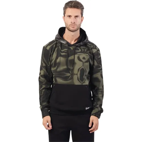 Grüner Hoodie mit Reißverschlusstaschen , Herren, Größe: 2XL - Emporio Armani - Modalova