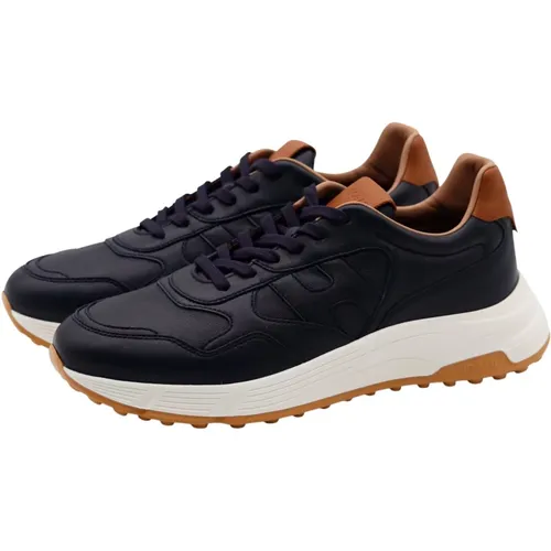 Navy Hyperlight Leather Sneaker , male, Sizes: 10 UK, 11 UK, 7 1/2 UK - Hogan - Modalova