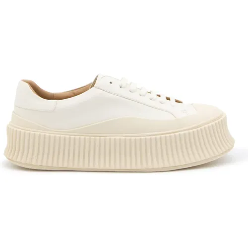 Leather Sneakers with Ribbed Detailing , female, Sizes: 4 UK, 8 UK, 6 UK - Jil Sander - Modalova