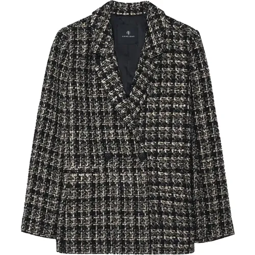 Classic Houndstooth Blazer Black/Sand , female, Sizes: XL - Anine Bing - Modalova