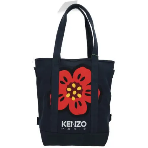 Marineblaue Canvas-Tote-Tasche mit Boke Flower-Stickerei - Kenzo - Modalova