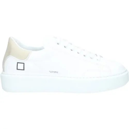 Weiß-Beige Kalbsleder Sneakers , Damen, Größe: 36 EU - D.a.t.e. - Modalova