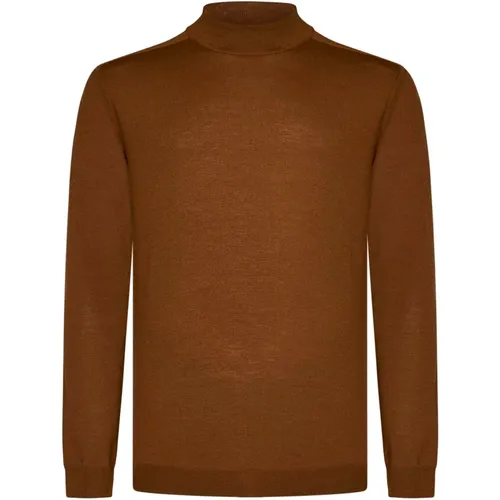 Brauner Merinowollpullover Rippenstrick , Herren, Größe: 2XL - Low Brand - Modalova