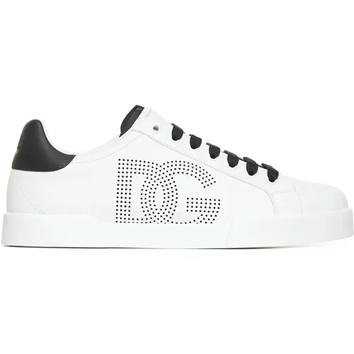 Weiße Ledersneakers Portofino Stil , Herren, Größe: 40 EU - Dolce & Gabbana - Modalova