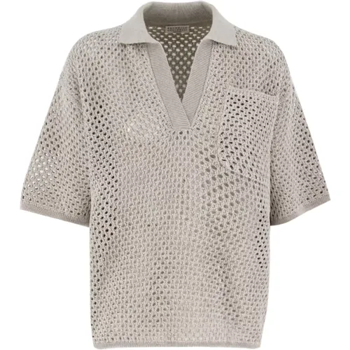 Feminine Knit Polo Shirt , female, Sizes: S, L, XS - BRUNELLO CUCINELLI - Modalova