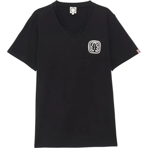Schwarz/Weiß Eichenblatt T-Shirt,Marineblau Aurore V-Ausschnitt T-Shirt,Marineblau/Weißes V-Ausschnitt T-Shirt - Ines De La Fressange Paris - Modalova