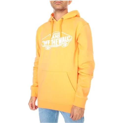 Hoodie Regular Fit Kordelzug Kapuze Fronttasche Einfarbig 100% Baumwolle , Herren, Größe: M - Vans - Modalova