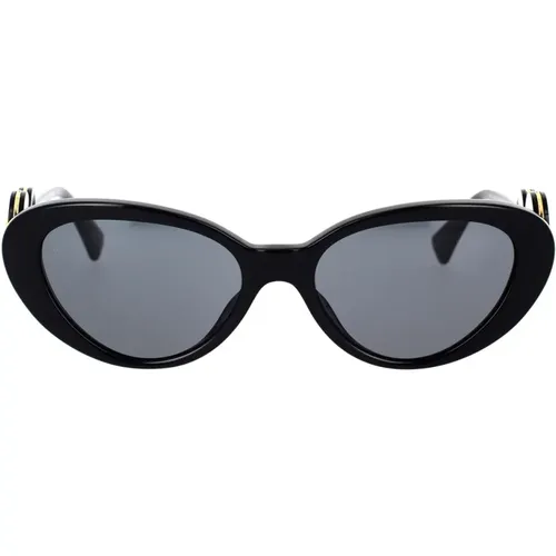Cat-Eye Sunglasses with Dark Grey Lens and Frame , unisex, Sizes: 54 MM - Versace - Modalova