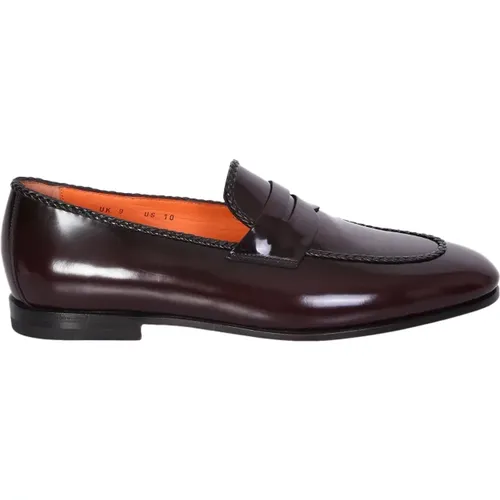 Leather Loafers - Mocass PEL Spazz.to MAR Tm/Bor , male, Sizes: 6 1/2 UK - Santoni - Modalova