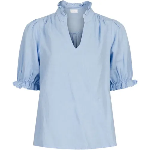 Hellblaue Leinenmischung Bluse - NEO NOIR - Modalova