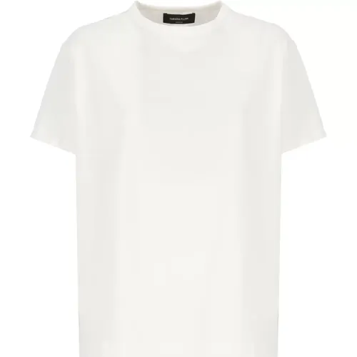 Weißes Baumwoll T-Shirt Rundhalsausschnitt Kurzarm , Damen, Größe: XS - Fabiana Filippi - Modalova