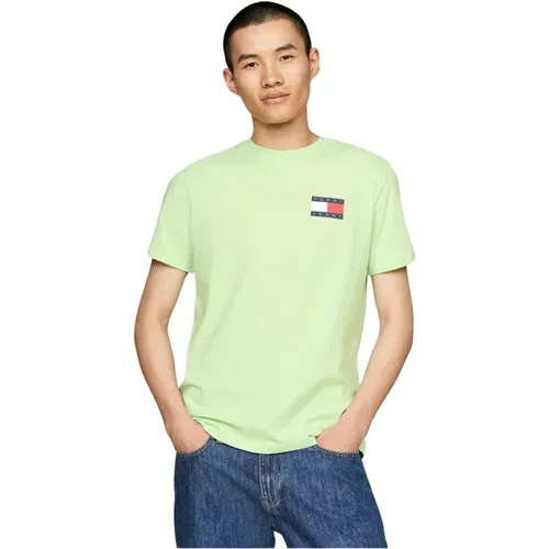 Grünes Logo TShirt 100% Baumwolle , Herren, Größe: XL - Tommy Jeans - Modalova