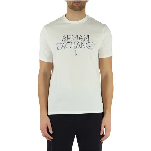 Regular Fit Cotton T-Shirt with Raised Logo , male, Sizes: L, M, S, XL - Armani Exchange - Modalova