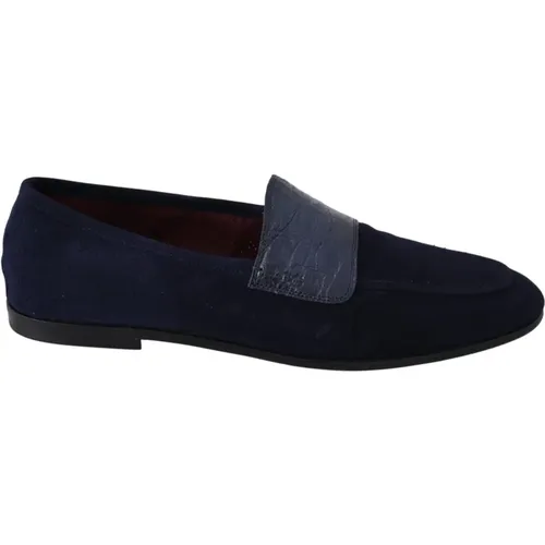 Blaue Wildleder Caiman Loafers Hausschuhe Schuhe - Dolce & Gabbana - Modalova