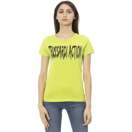 Cotton Short Sleeve T-Shirt with Front Print , female, Sizes: M, XS, S, L - Trussardi - Modalova