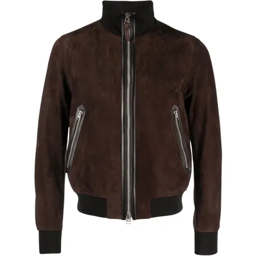 Suede bomber jacket , male, Sizes: L, XL - Tom Ford - Modalova